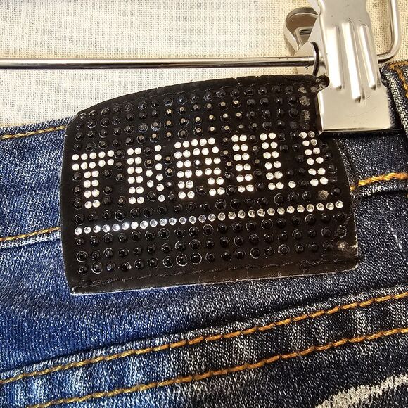 Thrill Jeans Womens 11  Distressed Paint Splatter Jeans Destroyed Rhinestones - Picture 4 of 12